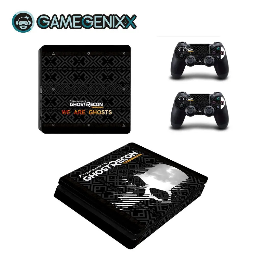 Защитная Наклейка на кожу GAMEGENIXX, полный комплект для PS4 Slim Console и 2 контроллера-Ghost Recon