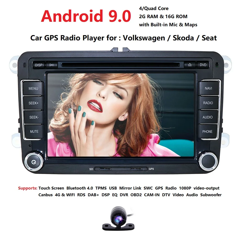 Android 9,0 2Din автомобильный мультимедийный плеер для VW/Volkswagen/Golf/Polo/Tiguan/Passat/b7/b6/SEAT/leon/Skoda/Octavia радио gps CAM-IN