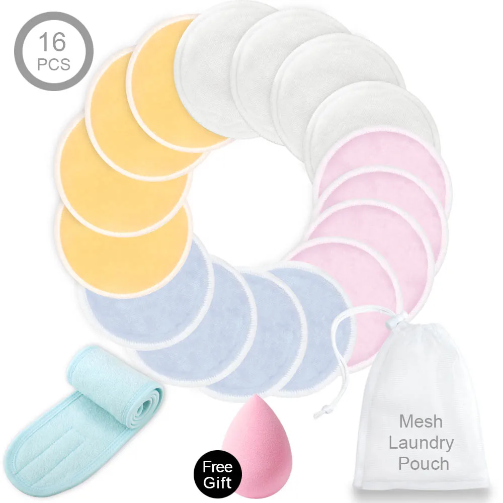 4 Colour Set 1 Моющиеся ватные диски, бамбуковые салфетки для снятия макияжа, многоразовые хлопковые подушечки для ресниц, повязка на голову, повязка для волос, спа-обертка для макияжа - Цвет: 4 Colour Set 1