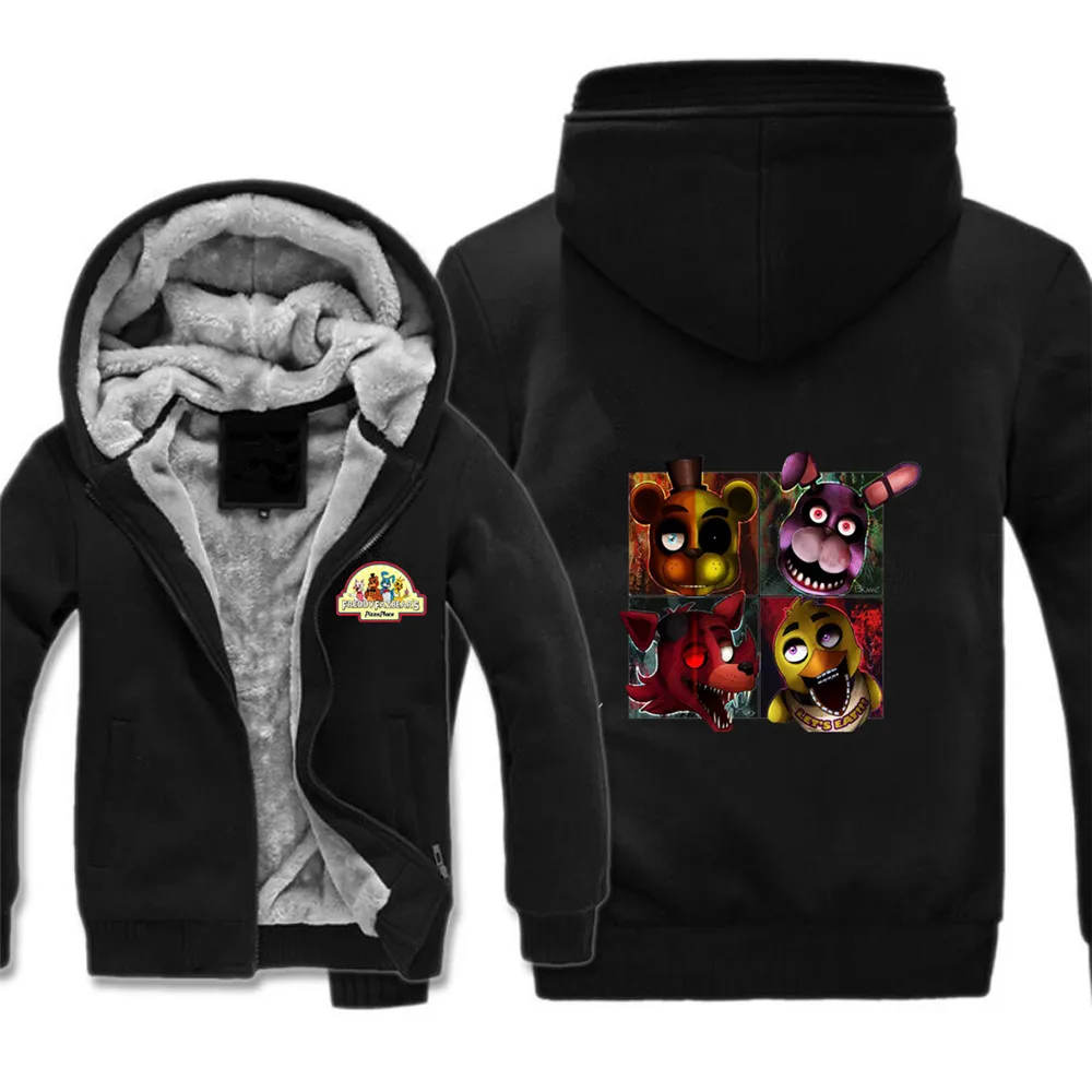 Аниме Five Nights at Freddy's куртка толстовка на молнии Otaku костюм Толстовка и штаны Одежда зимнее пальто Зимние флисовые свитшоты