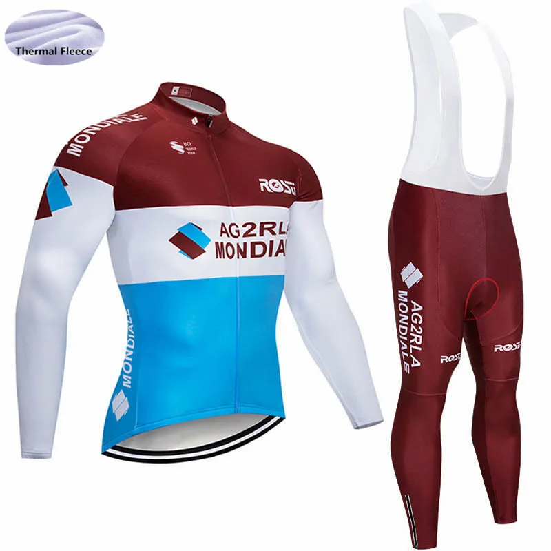 AG2R pro team длинный рукав Велоспорт Джерси набор зимний термальный флис велосипед Майо Ropa Ciclismo Одежда для велоспорта на открытом воздухе