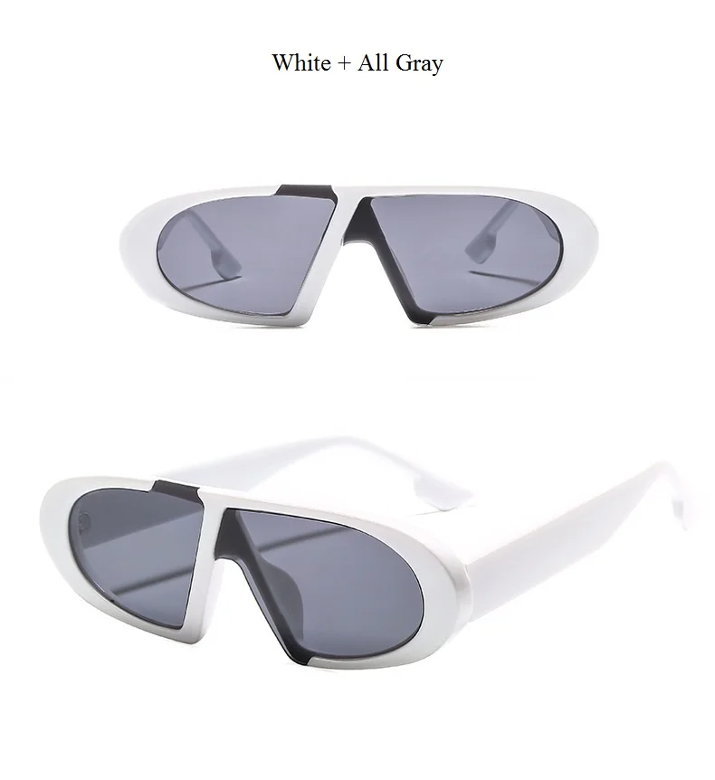white all gray Индивидуальные Подиумные солнцезащитные очки маленькие овальные мужские и женские солнцезащитные очки Новые Модные Винтажные цельные occhiali da sole трендовые - Цвет линз: white all gray