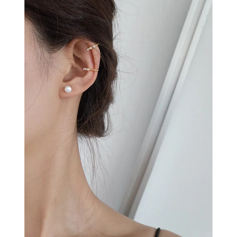 925 silver pearl ear cuff for women gold color