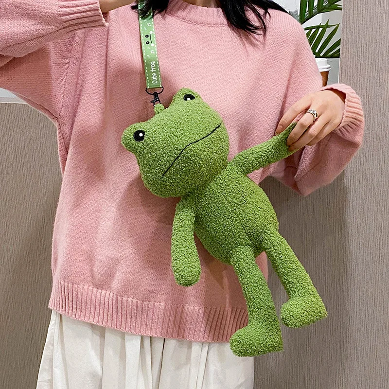 Fur Funny Small Bag Women New Cartoon Frog Messenger Bag Plush Doll Student Cute Girl ShoulderBag 