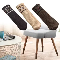 4 шт. нескользящие носки для ног в полоску с рукавами для стула, трикотажные носки для ног, носки для ног с вишневым стулом, домашний