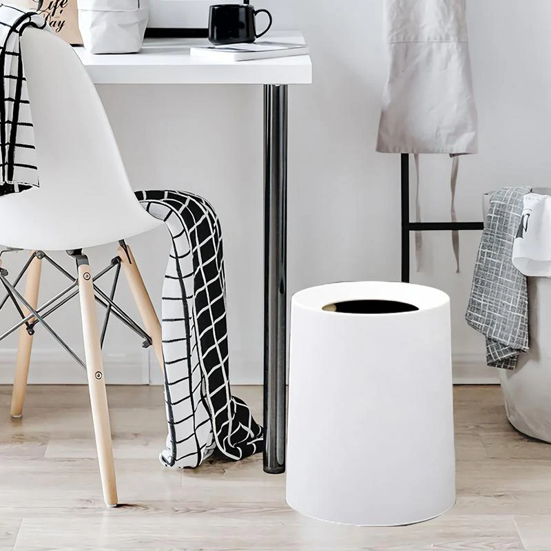 Household Double-Layer Round Trash Can Office Living Room Kitchen Bathroom Double-Layer Trash Bin Waste Bins Without Lid Gray