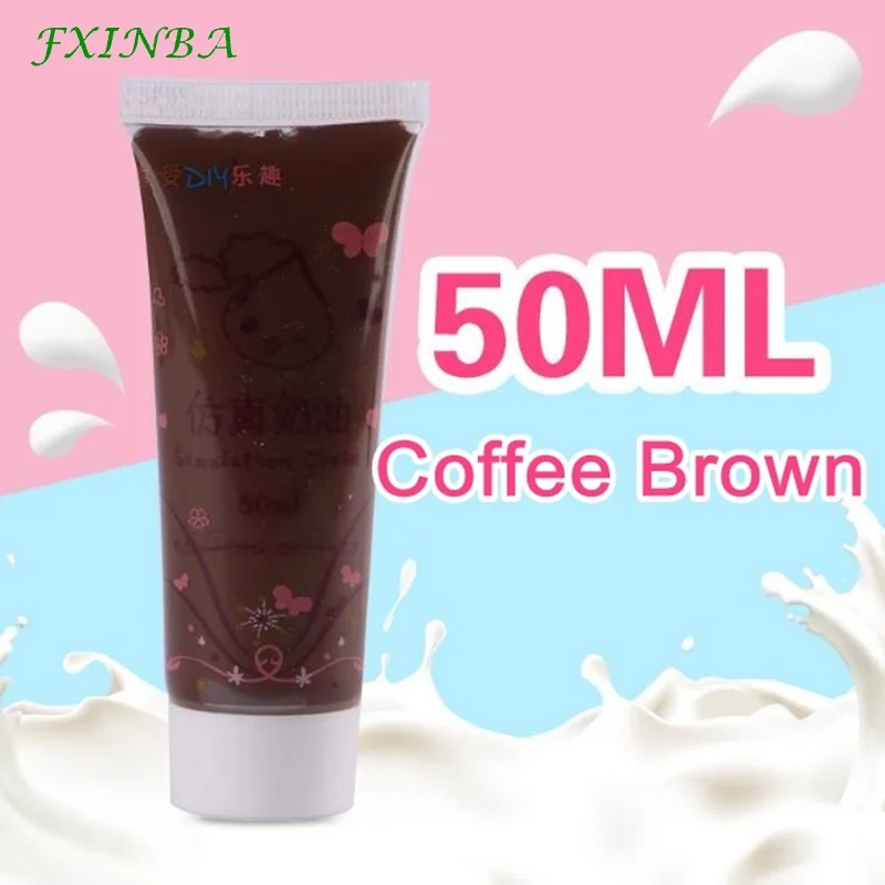 FXINBA New 50ML Cream Glue Simulation Cream Gel For Slime Charms DIY Box Phone Decor Lizun Mud Clay Slime Supplies Toys 10 Color - Цвет: brown