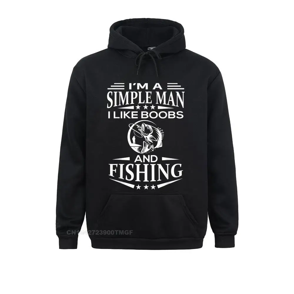 

Im a simple man i like boobs and Fishing funny Oversized Hoodie Sweatshirts Fashionable Hoodies Clothes for Women Black