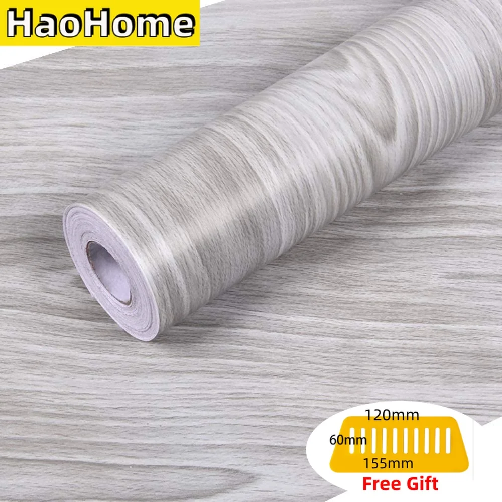 HaoHome серая древесная зернистая кожура и клейкая бумага для стен облицовка дерева
