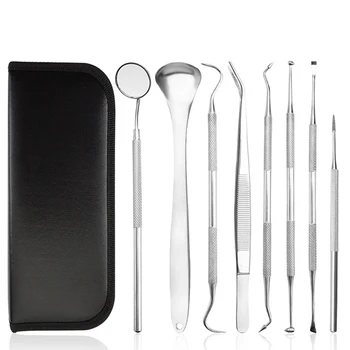 

Stainless Steel Pet Teeth Cleaning Tools Kit Dog Tooth Scaler and Scraper Dog Plaque Calculus Tartar Remover Tools 8 PCS Set