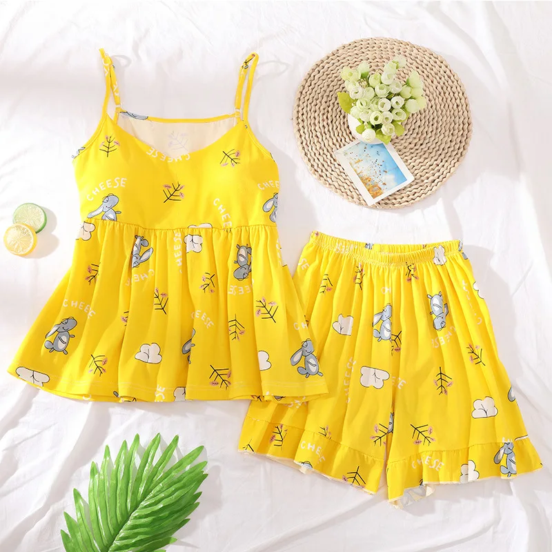 

Summer Pure Cotton Camisole with Chest Pad Shorts WOMEN'S Suit Sweet Small Clear Two-Piece 6622 # Price Control 58