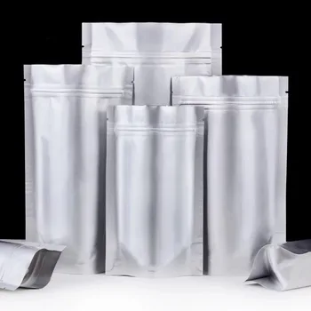 

100pcs/lot Standup Aluminum Foil Bag Self Seal Zipper Ziplock Packing Food Bag Resealable Baking Packaging Bag Stand Up Pouches
