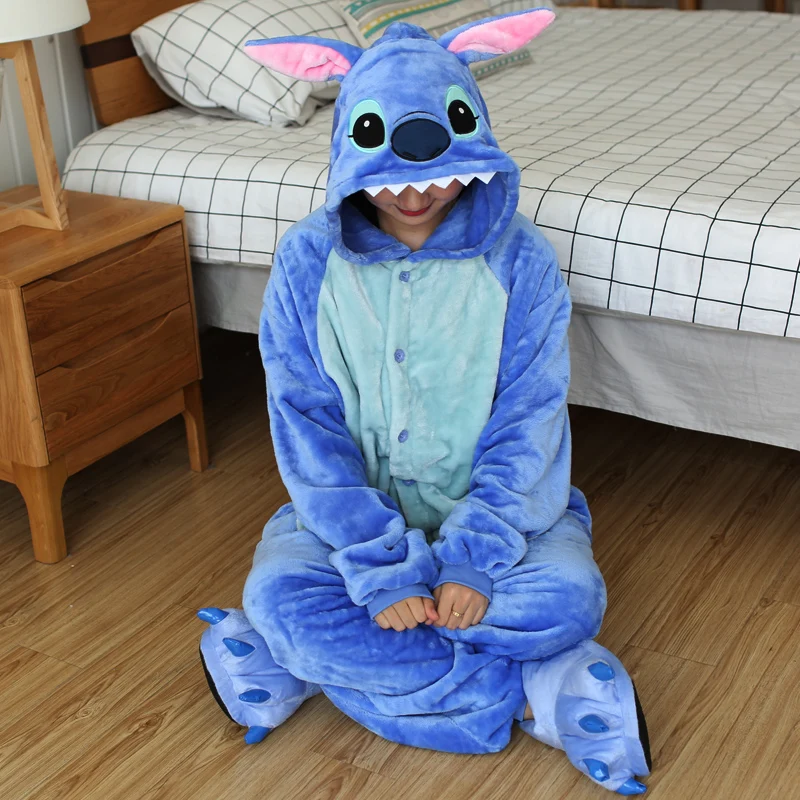 2021 Flannel Unicornio Onesie Adults Animal Pijama Stitch Pajamas Women Cosplay Cartoon Pyjama Totoro Panda Onesies Sleepwear mens cotton pajama sets