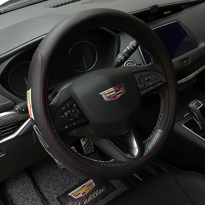 Крышка рулевого колеса автомобиля Skidproof Для Cadillac XT4 XT5 CT6 XTS ATSL xt6 декоративные аксессуары для автомобиля - Название цвета: red line