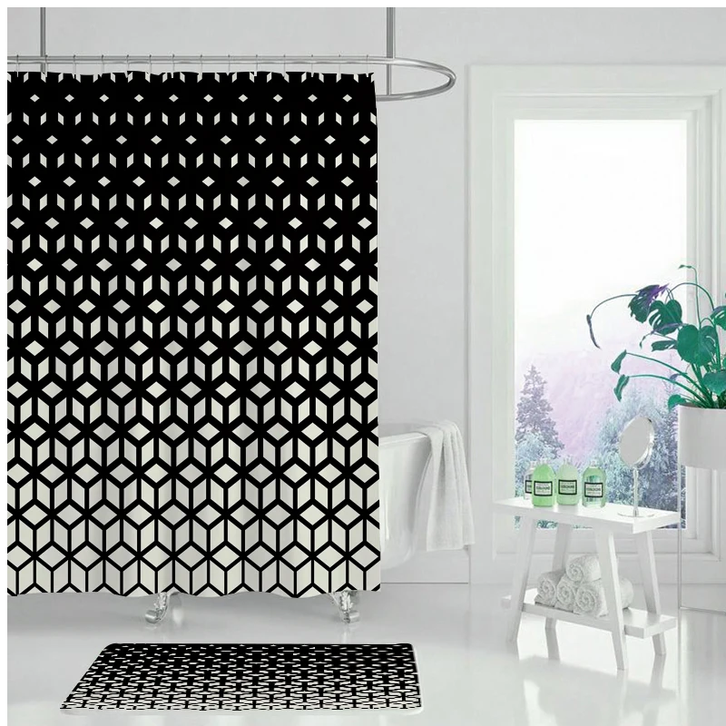 Геометрическая занавеска для душа 3d ванной водонепроницаемая индивидуальная