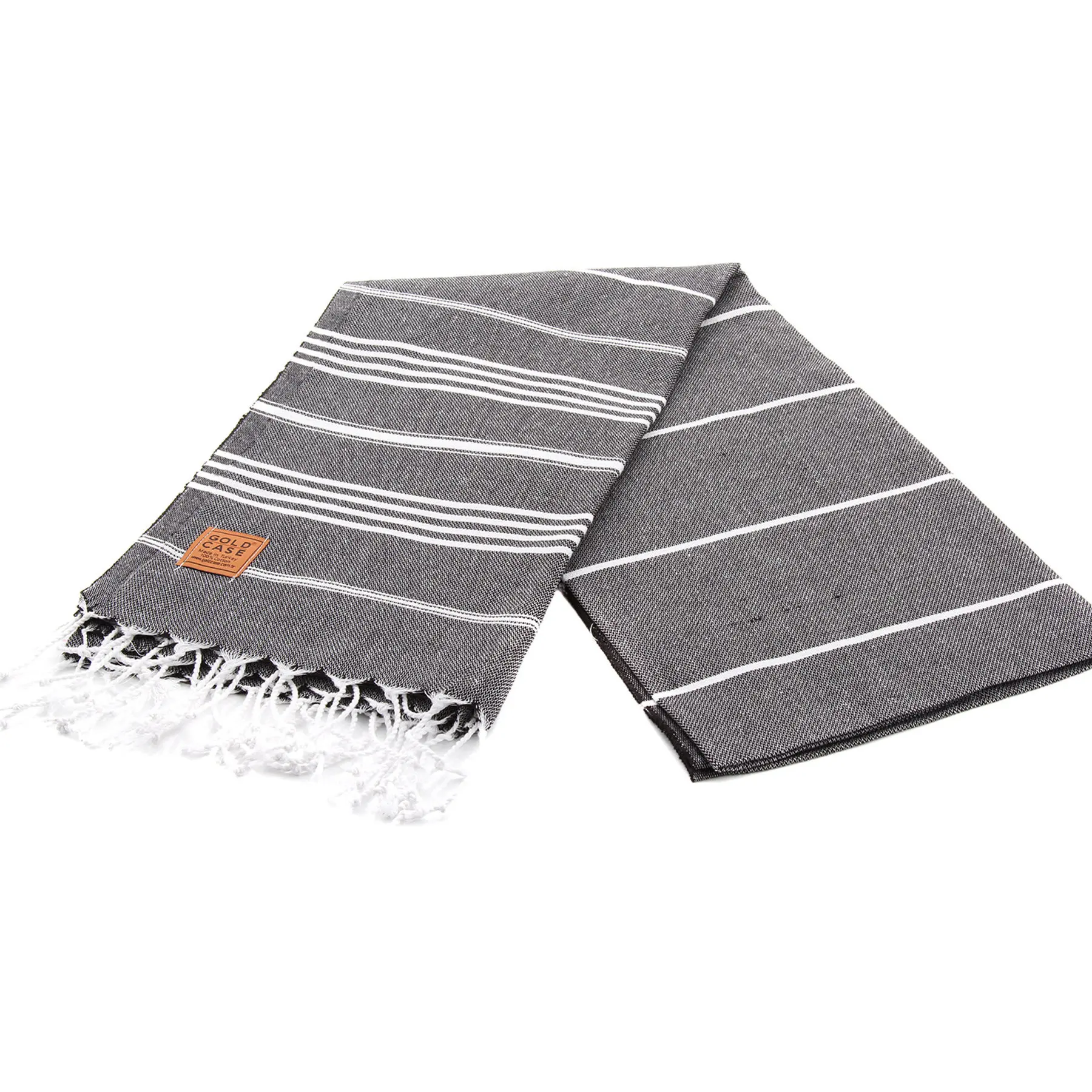 

Gold Case Basic Group 100% Cotton Multi-Purpose Peshtemal Towel for Bath Hammam Beach 100 x 180 cm - Lycia Black