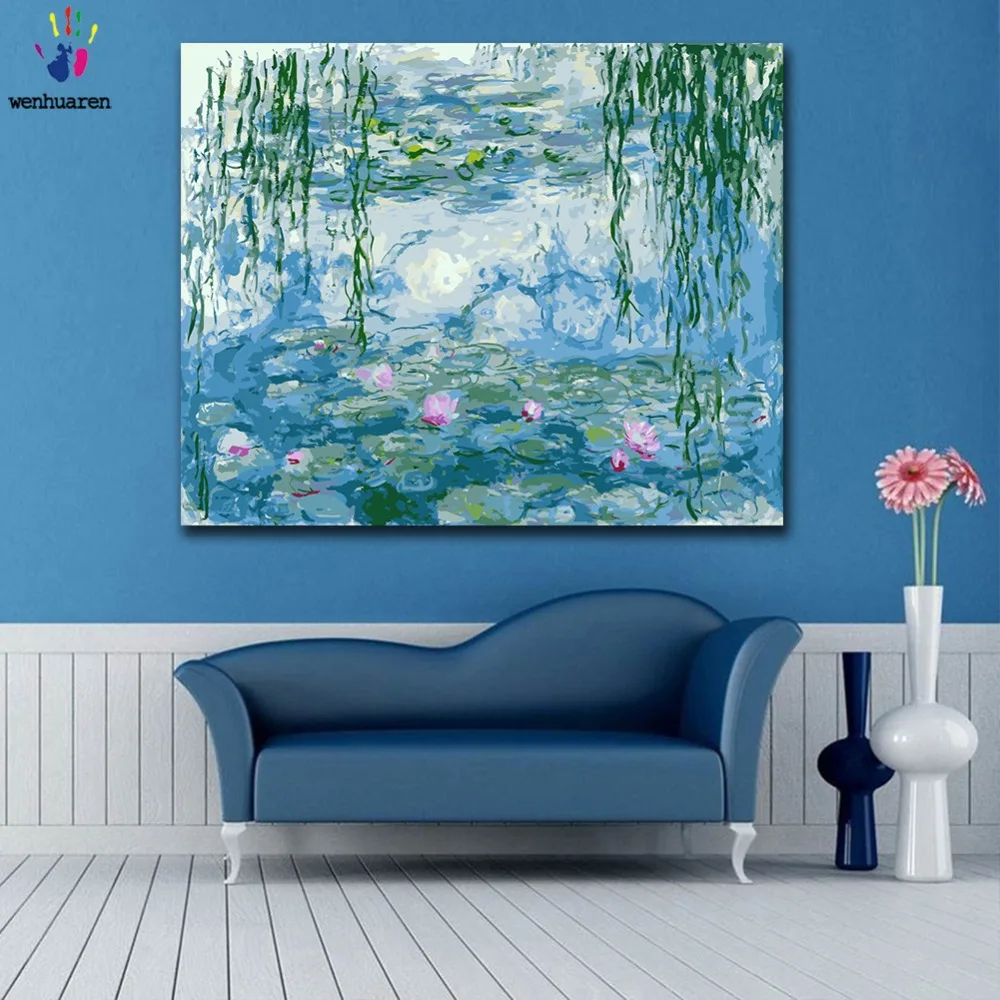 DIY картинки для раскраски по номерам с цветами серии Monet Water Lily рисование картин