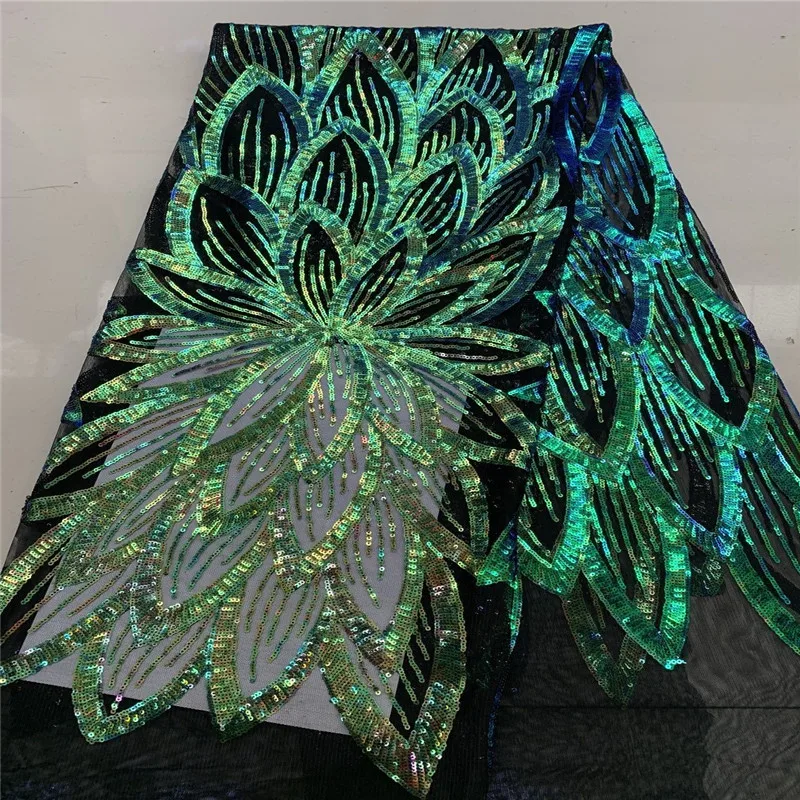African Lace Fabric 2019 black High Quality Sequins French Nigerian 3d Embroidery Wedding green | Дом и сад