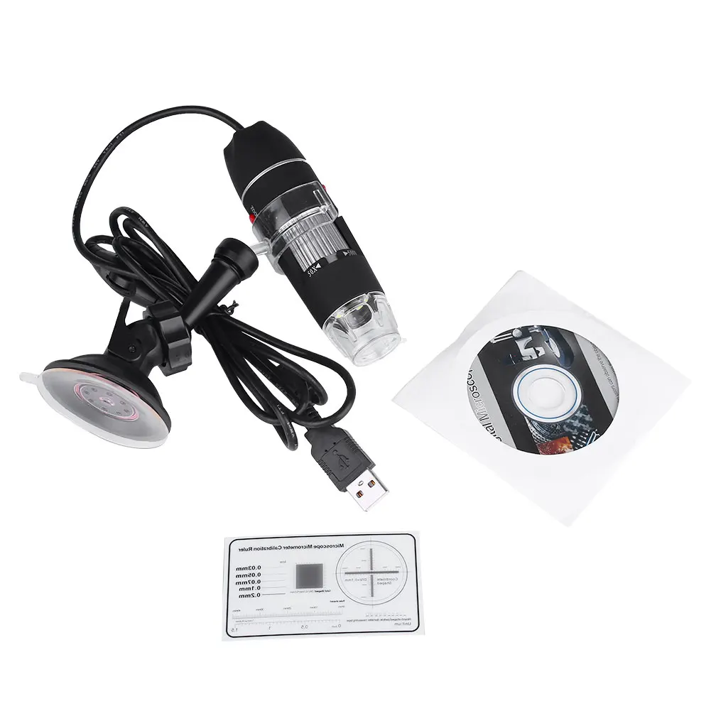 USB эндоскоп Лупа микроскоп 2MP 2MP цифровой микроскоп камера 50-500X 8 светодиодный черный светильник CD драйвер видео