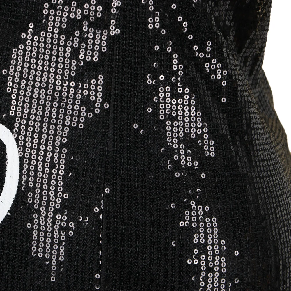 Vestido de Festa Letras Lantejoulas Emendadas Sexy Vestido Camiseta Feminina Gola Redonda Manga Três Quartos Curto Alta Rua Feminino Clube Solto 33 High Quality Moda Feminina