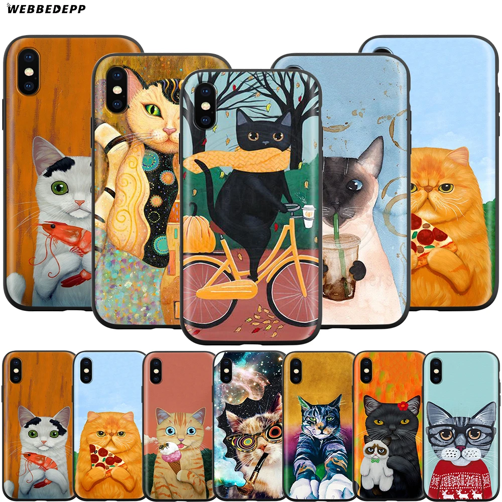 Webbedepp милый кошачий пищевой чехол для Apple iPhone 12 Mini 11 Pro XS Max XR X 8 7 6 6S Plus 5 5S SE |