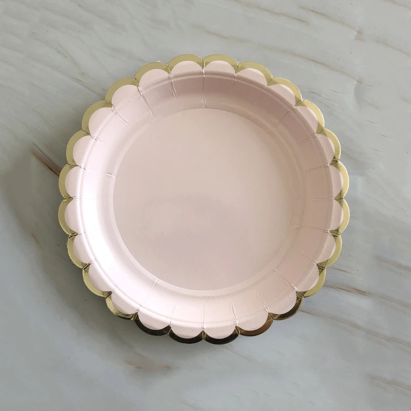 7inch plate 8pcs Одноразовые столовые приборы розового и золотого цвета, вечерние бумажные стаканчики для шампанского, соломенные тарелки для девочек, товары для вечеринки на день рождения, карнавал, свадьбу, Декор - Цвет: 7inch plate 8pcs