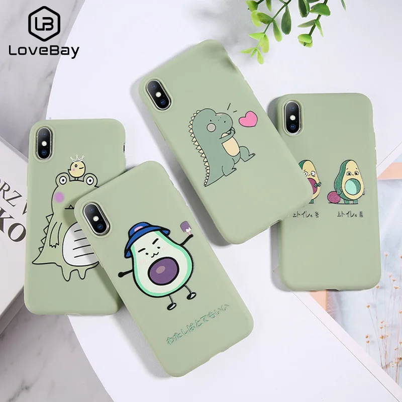 Чехол Lovebay из мягкого ТПУ с мультяшным динозавром авокадо для iPhone 11 Pro Max X 7 7plus 8 8plus