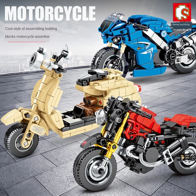 

SEMBO MOC City Speed Motorbike Model Building Blocks Technic Motorcycle Creator Motor Car Bricks Educational Toy for Boys