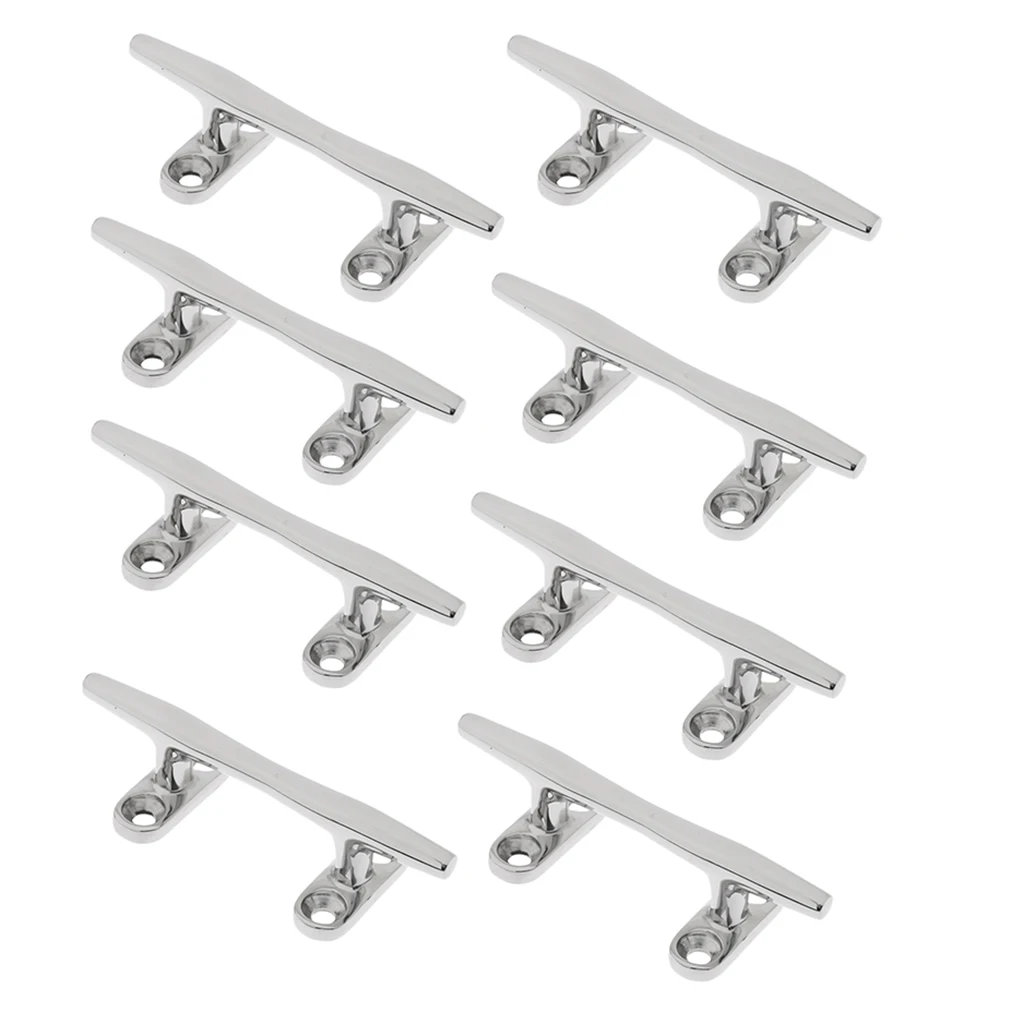 8pcs Boat Dock Rope Line Cleat Marine 316 Stainless Steel Mooring Deck Cleat