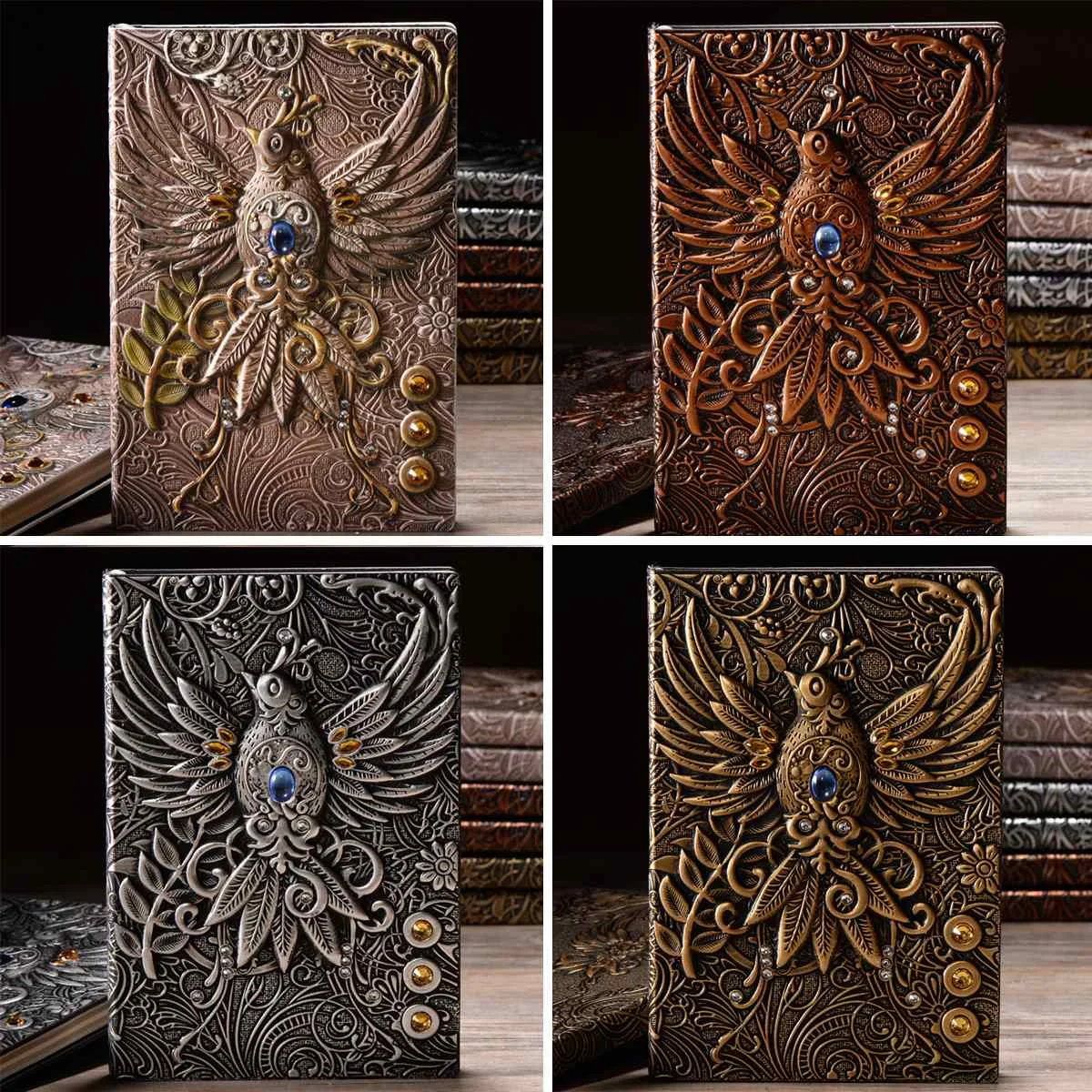 

Diary Notebook Phoenix Handmade Embossed Leather Notebook A5 Lined Pages Birthday Anniversary Gift Writing Vintage Journal note