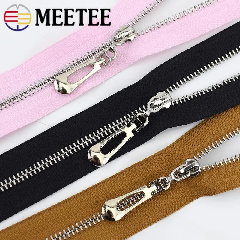 5pcs 20/30cm Close-End 40-70cm Open-End 3# Metal Zipper DIY Silver Tooth Coat Decoration Zip Garment Sewing Material ZA097