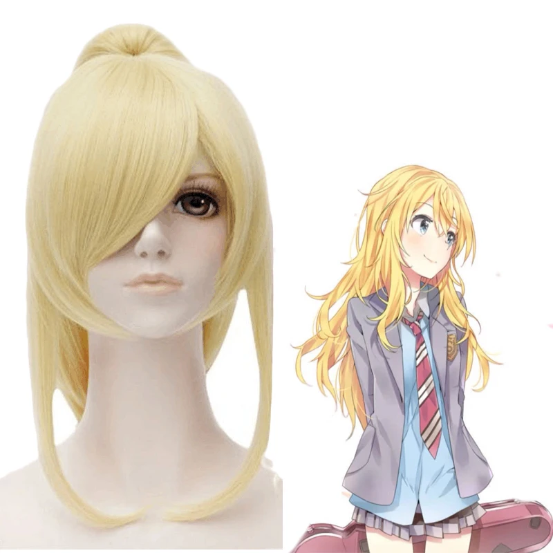 Najtaniej Anogol długi prosty twój żart na prima aprilis Miyazono Kaori złoty blond klip kucyk peruka syntetyczna cosplay na Halloween