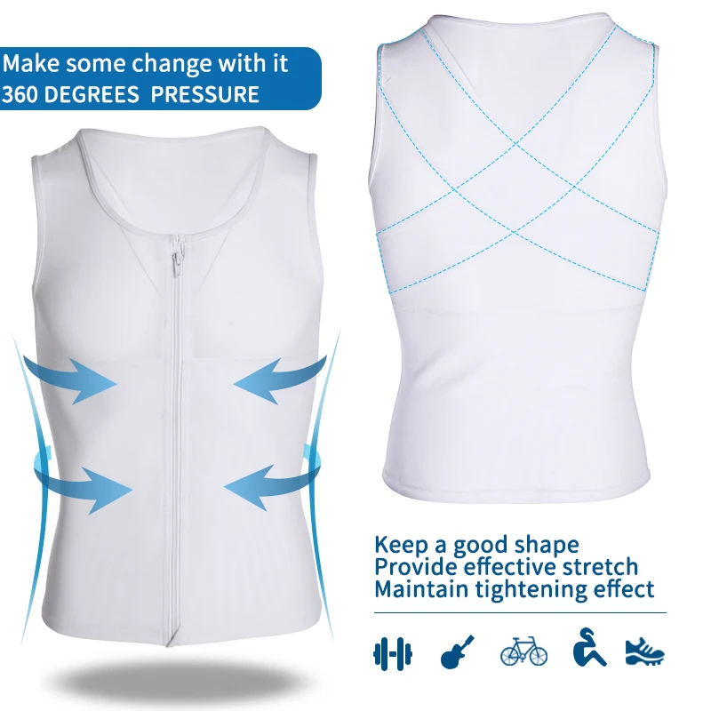Mens Slimming Body Shaper Waist Trainer Gynecomastia Tummy Control Shapewear Chest Abs Slim Vest Compression Shirts Male Corset