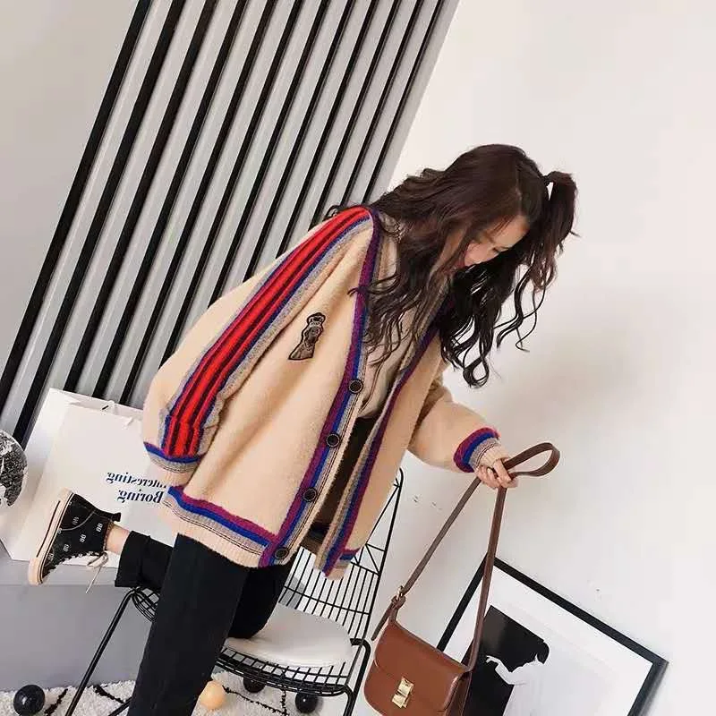 

2019 Autumn Clothing New Style Faux Mink Cashmere Sweater Cardigan WOMEN'S Sweater Coat Students Korean-style Fashion