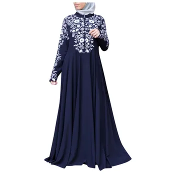 

warm winter Muslim Women's Dress Hot lady Kaftan Arab Jilbab Abaya Islamic Lace Stitching Maxi long Dress vestido dropship 2019