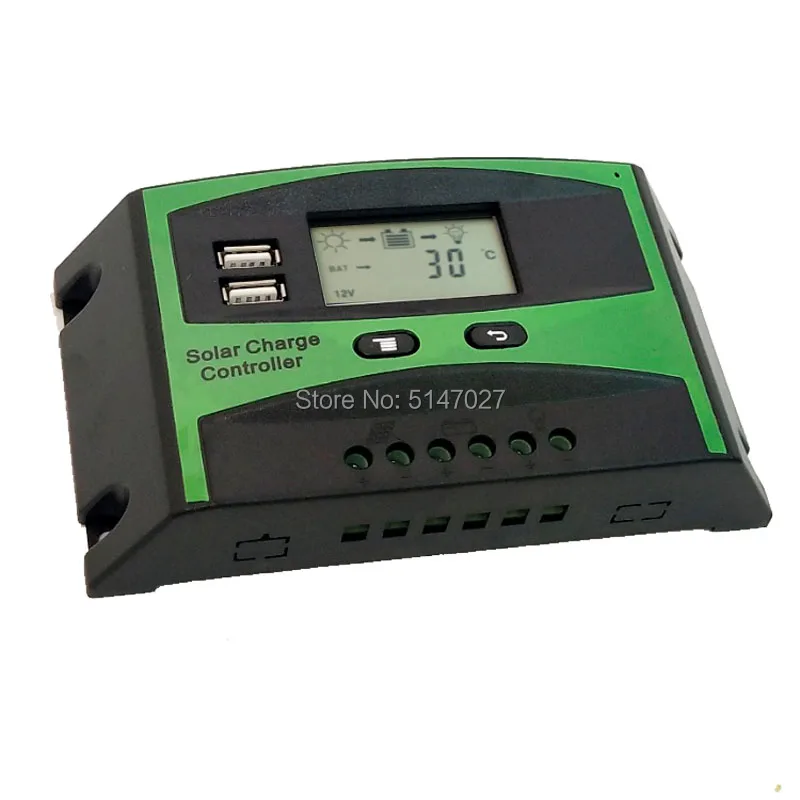 PWM 30A 20A регулятором солнечного заряда и разряда контроллера 12V 24V Авто ЖК-дисплей фотоэлектрическая солнечная панель регулятор с двумя USB 5V Новинка для панели солнечных батарей