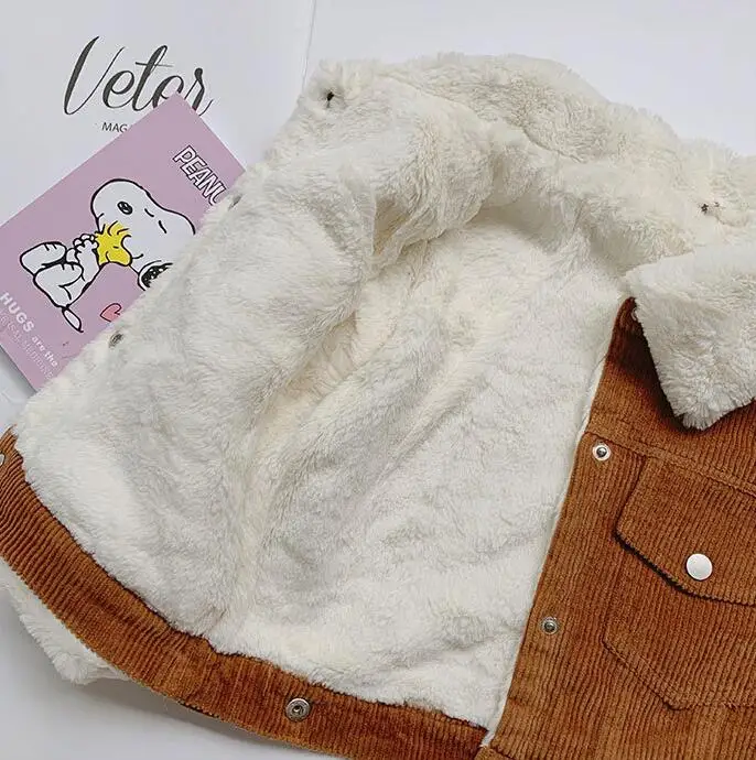 new wholesale girls corduroy thicken coat winter fleece full sleeve girls jacket 2-7t HH684