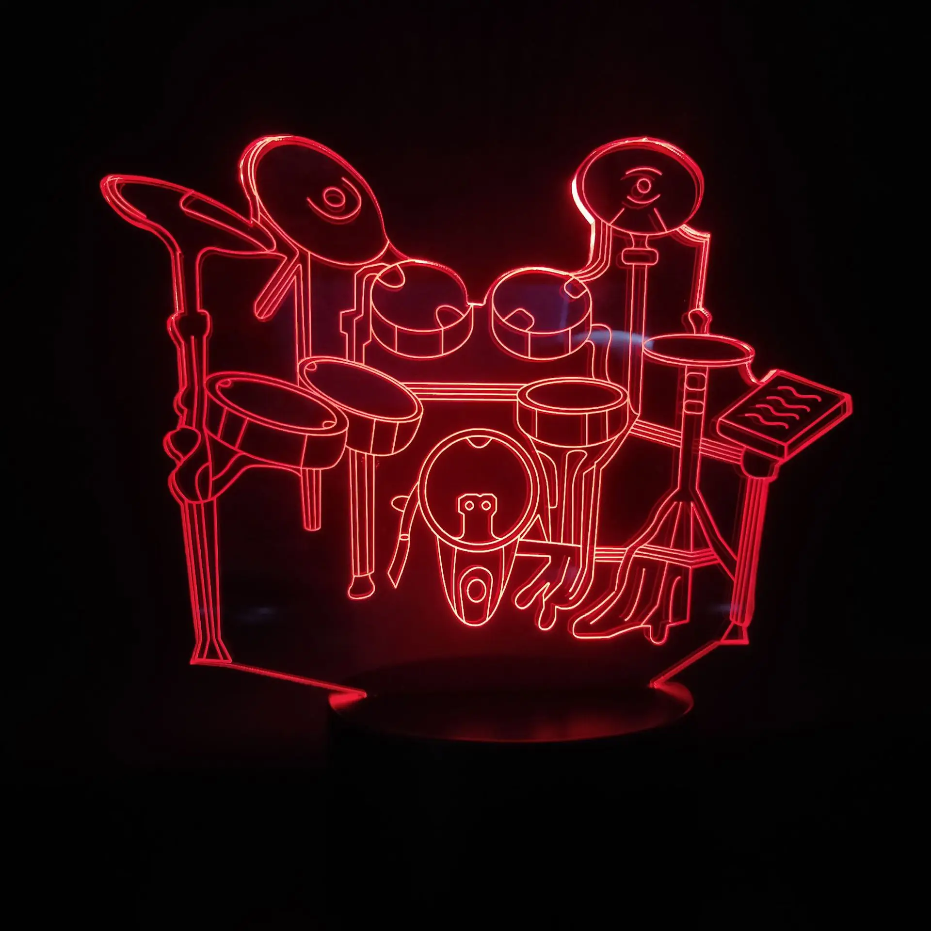 Drum kit 3D Illusion Lamp Christmas Gift Night Light Beside Table Lamp 16 Colors Auto Changing Desk Decoration Lamps Birthday