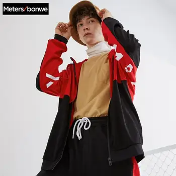 

Metersbonwe 2020 New Men's Casual Hooded Jackets Male Fashion Sports splice Hit color Baseball Jackets Men's Streetwear Tops