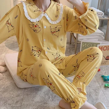

Maternity clothes pajamas spring and autumn winter cotton cartoon printing postpartum breastfeeding nursing suits home service