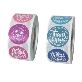 

2 Roll 1 Inch Colored Thank You Stickers Scrapbooking Packaging Seal Labels Stationery Sticker