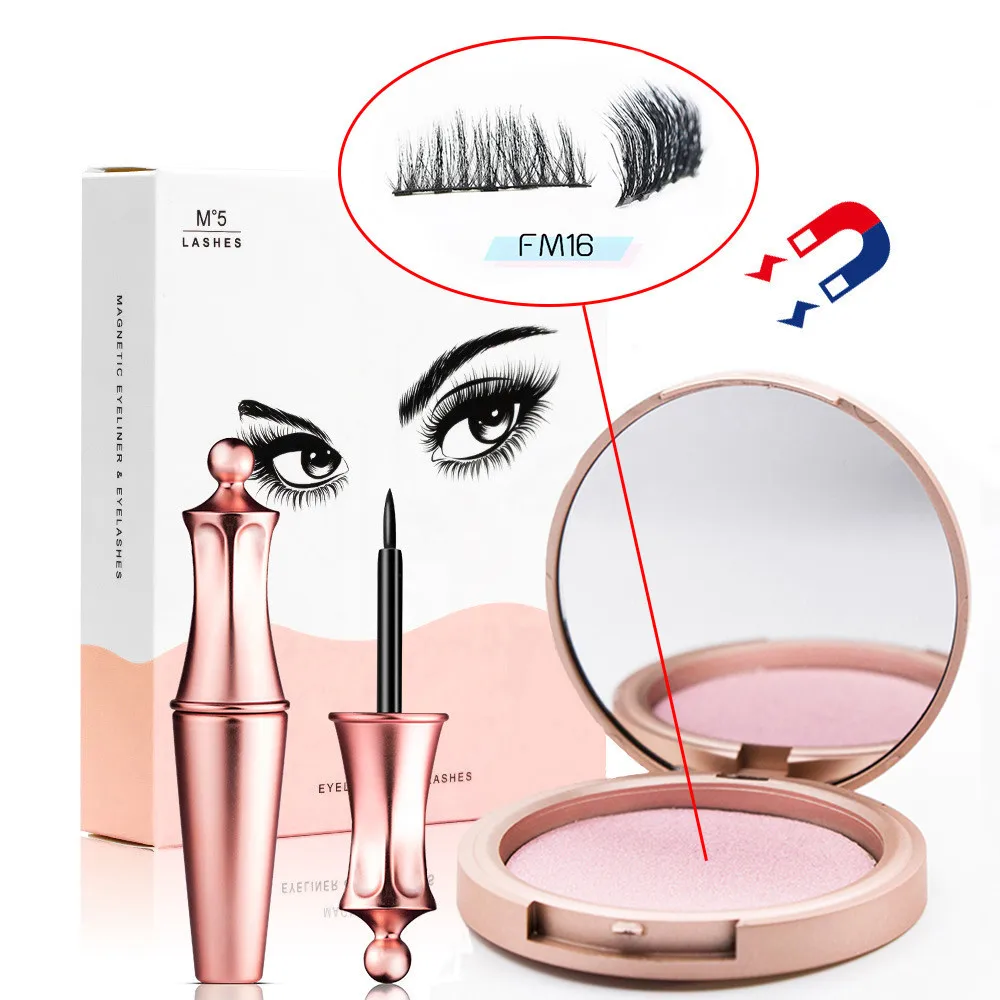 Liquid Magnetic Eyeliner Set And Magnetic False Eyelashes Tweezer Magnetic Eyeliner Waterproof Long Lasting Eyeliner Eyelashes - Цвет: FM16