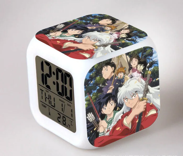 Поставка аниме-атрибутика продукта аниме будильник Inuyasha сопутствующие продукты цвет Красочные Изменение цвета творческие подарки будильник