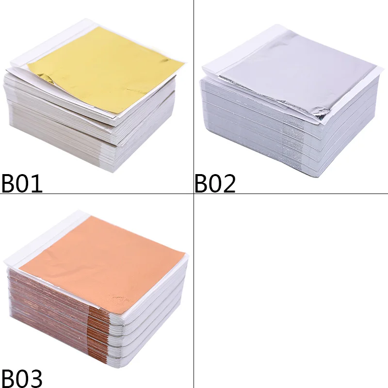 14*14cm 100Pcs Imitation Silver Gold Leaf Paper Gold Foil Sheets Gilding Copper Foil Papers Leaf Leaves Sheets DIY Craft Decor