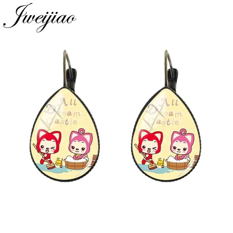 AL42 JWEIJIAO милые серьги для девочки мультфильм фото слеза капли воды уха клип серьги античный бронзовый очаровательный дети ювелирные изделия подарок AL25 - Окраска металла: AL42