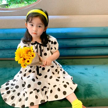 

2020 New Arrival Girls Ruffles Dots Dress Summer Fashion Girls Dresses 1-7 Years