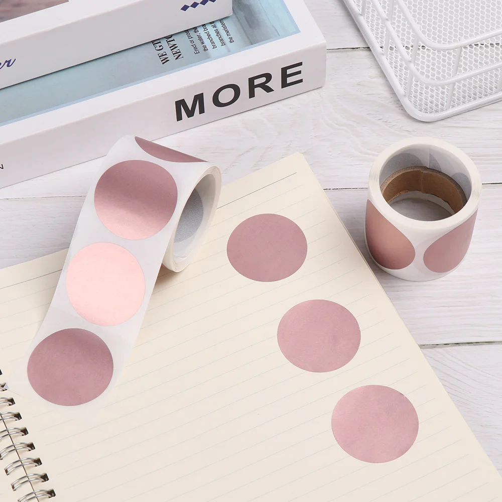 1Roll Round Rose Gold Scratch Off Sticker Secret Code Cover Label Adhesive Party Game Favor Stationery Sticker Scratch Off Label