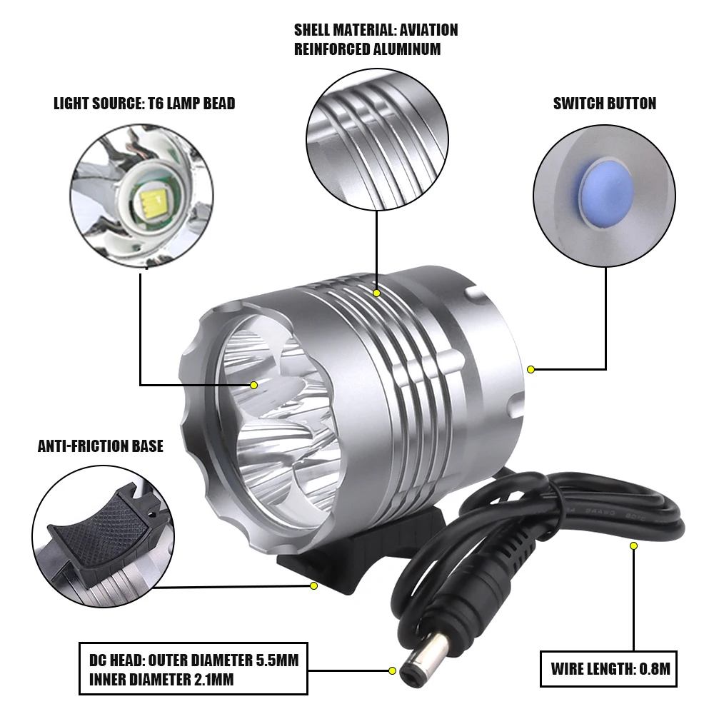 

6000LM Cree XML T6 5 LED MTB Mountain Bicycle Bike Front Lights Headlight Lamp