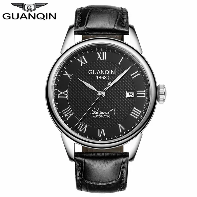 GUANQIN Автоматические Мужские механические часы деловые наручные часы лучший бренд роскошные кожаные часы Relogio Masculino - Цвет: G
