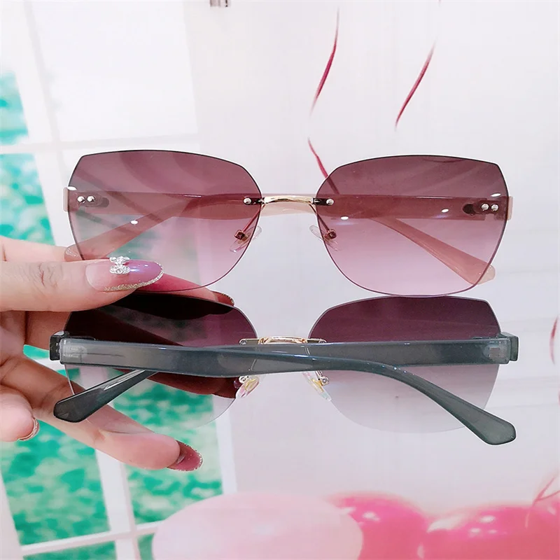 Chanel Pink Rimless Flower Sunglasses